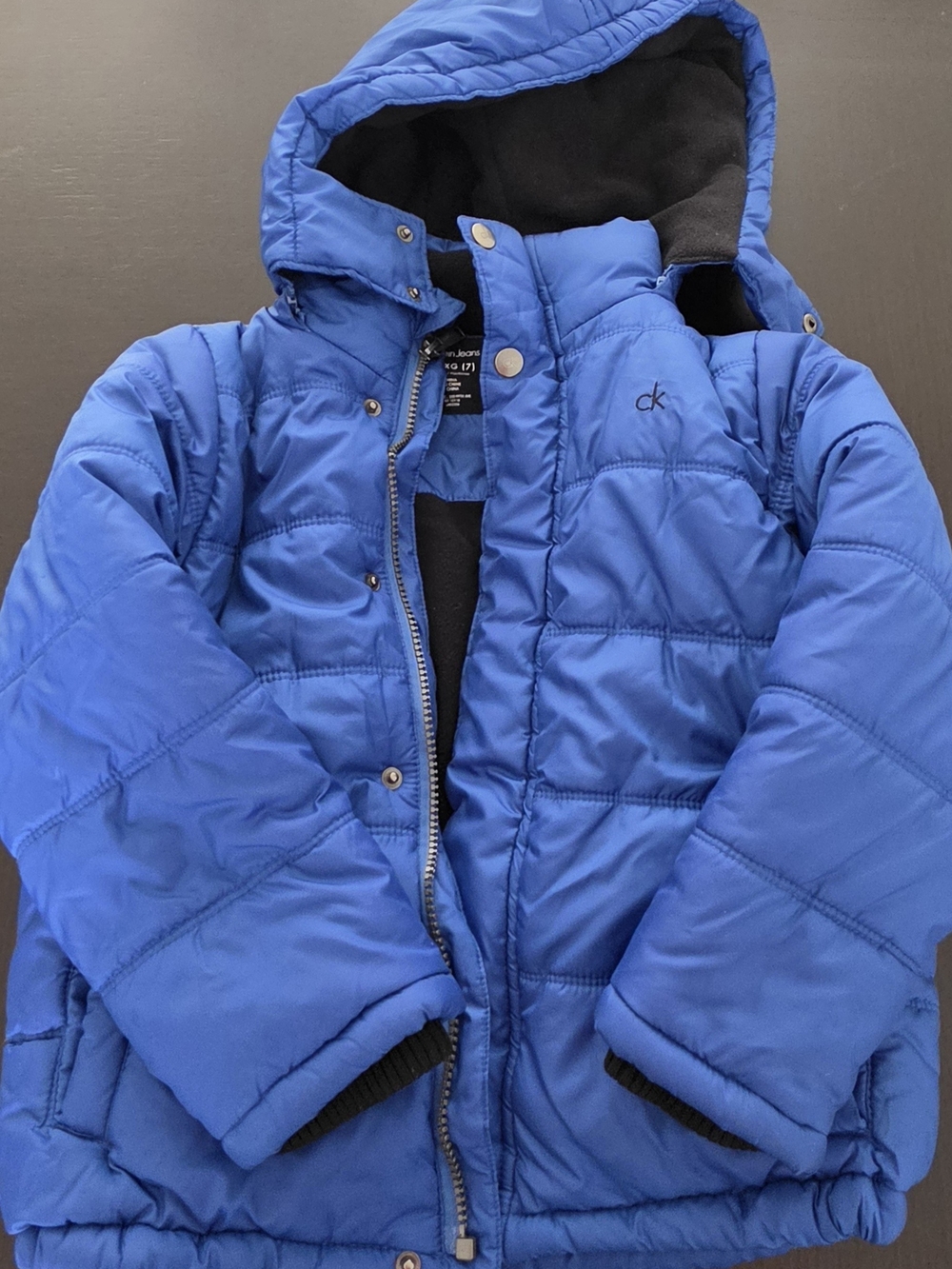 Calvin Klein Kids Blue Puffer Jacket with Hood